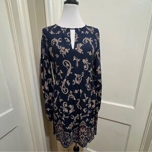 Abercrombie & Fitch Navy Floral Long Sleeve Dress